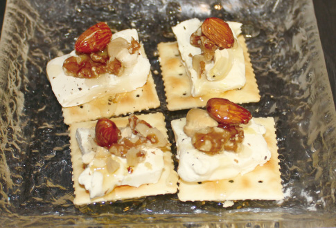 Nuts and cream cheese honey cracker